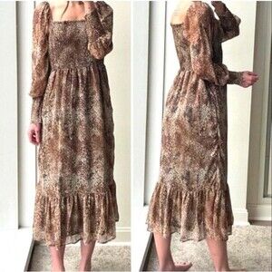 Betsey Johnson Sheer Sleeve Milkmaid Dress XL Mobwife Cottagecore Ruched Ruffle